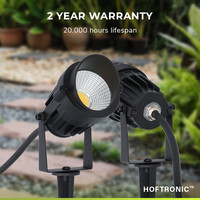 Set of 6 modern black LED pin spot Renzo with hood - 5 Watt - Warm white 3000K - IP65 Waterproof ideal as garden lighting