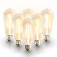6x Smarte Glühbirne E27 - ST64 - Wifi & Bluetooth - 806lm - 7 Watt - Warmweiß bis Kaltweiß