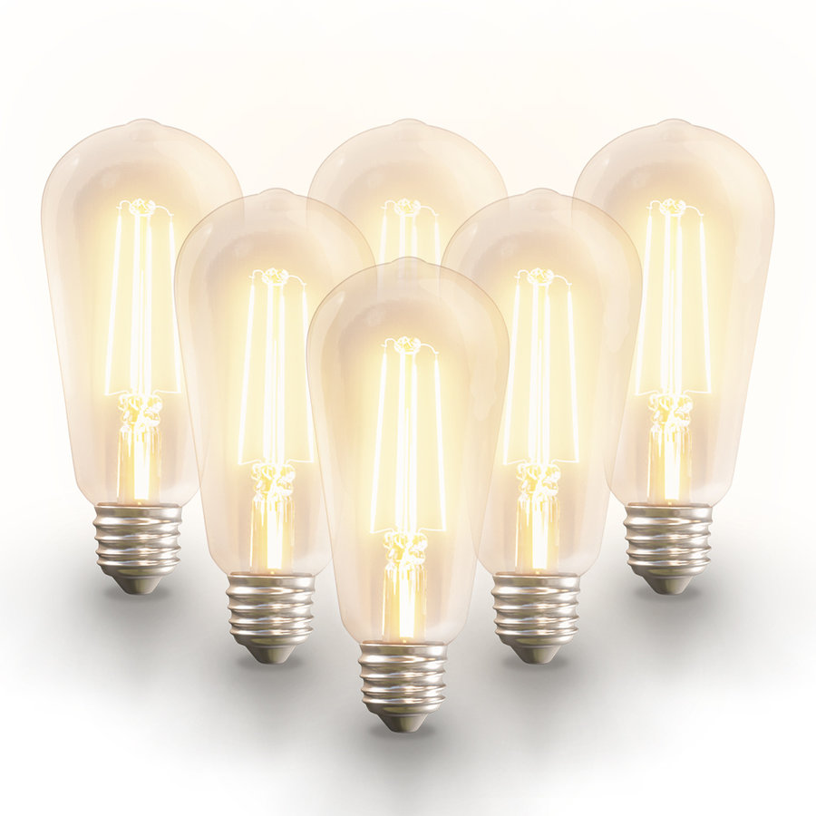 Afzonderlijk overhandigen Garantie 6x Smart E27 LED filament lamp - ST64 - Wifi & Bluetooth - 806lm - 7 W