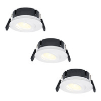 Set van 3 stuks LED inbouwspots Napels IP65 8 Watt 2700K dimbaar 360° kantelbaar wit