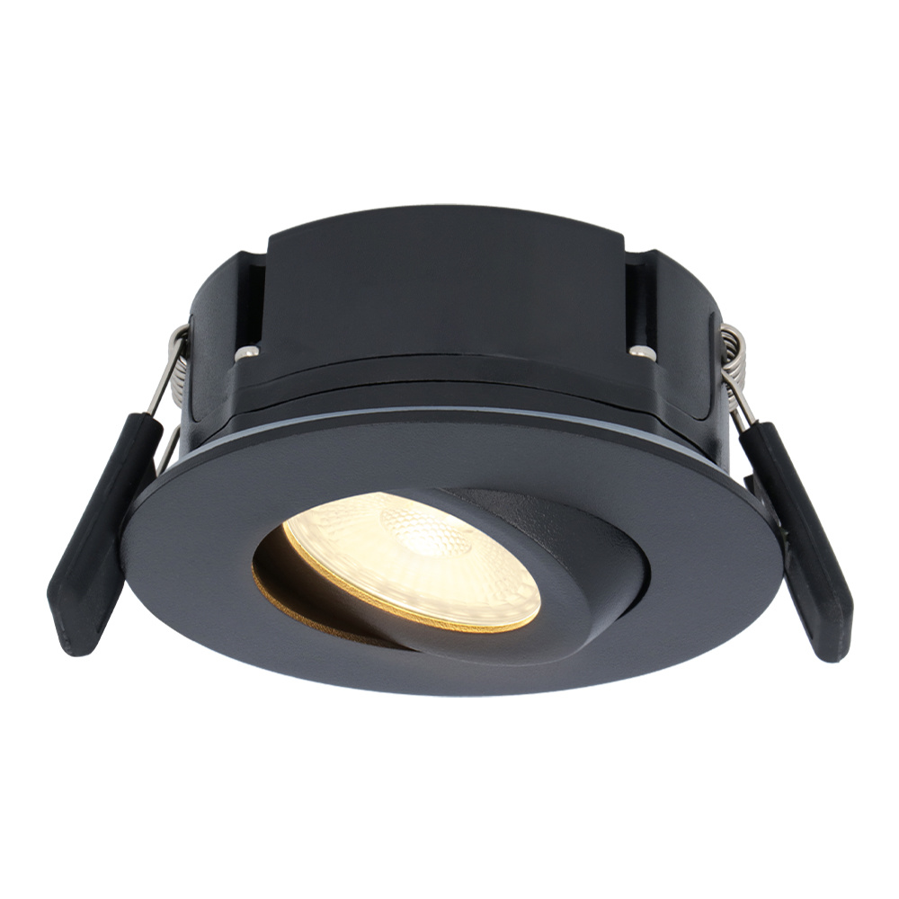 Hoftronic Napels LED inbouwspot extra plat 8W 570lm 2700K warm wit Dimbaar Rond 360° Kantelbaar IP65 waterdicht Zwart