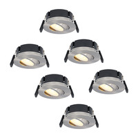 Set van 6 stuks LED inbouwspots Napels IP65 8 Watt 2700K dimbaar 360° kantelbaar RVS