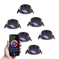 6x Smart LED downlight Napels black 8 Watt RGBWW IP65 tiltable WiFi + Bluetooth