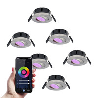 6x Smart LED inbouwspots Napels RVS 8 Watt RGBWW IP65 kantelbaar WiFi + Bluetooth