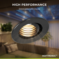Set van 12 12V 3W - Mini LED Inbouwspot - Zwart - Dimbaar - Kantelbaar & verzonken - Verandaverlichting - Incl. Muurdimmer - IP44 voor buiten - 2700K - Warm wit