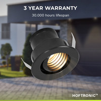 Set van 12 12V 3W - Mini LED Inbouwspot - Zwart - Dimbaar - Kantelbaar & verzonken - Verandaverlichting - Incl. Muurdimmer - IP44 voor buiten - 2700K - Warm wit