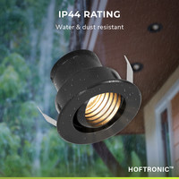 Set van 12 12V 3W - Mini LED Inbouwspot - Zwart - Dimbaar - Kantelbaar & verzonken - Verandaverlichting - Incl. Muurdimmer - IP44 voor buiten - 2700K - Warm wit