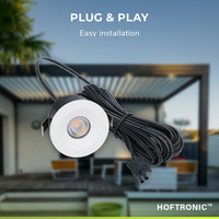 Cadiz - Mini 12V LED inbouwspot wit - 3 Watt - Dimbaar - IP44 waterdicht voor buiten - 2700K Warm wit - Lage inbouwdiepte 26mm - Voor veranda, badkamer, carport en binnenruimtes
