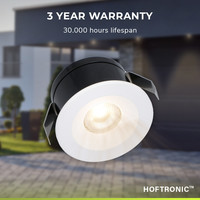 Cadiz - Mini 12V LED inbouwspot wit - 3 Watt - Dimbaar - IP44 waterdicht voor buiten - 2700K Warm wit - Lage inbouwdiepte 26mm - Voor veranda, badkamer, carport en binnenruimtes