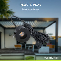 12x Olivia - Mini 12V LED Downlight schwarz mit Trafo - 3 Watt - Versenkt - Dimmbar - IP44 wasserdicht für den Außenbereich - 2700K Warmweiß - Geringe Einbautiefe 36mm - Für Veranda, Bad, Carport und Innenbereich