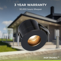 12x Olivia - Mini 12V LED Downlight schwarz mit Trafo - 3 Watt - Versenkt - Dimmbar - IP44 wasserdicht für den Außenbereich - 2700K Warmweiß - Geringe Einbautiefe 36mm - Für Veranda, Bad, Carport und Innenbereich