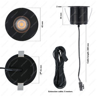 12x Olivia - Mini 12V LED Downlight schwarz mit Trafo - 3 Watt - Versenkt - Dimmbar - IP44 wasserdicht für den Außenbereich - 2700K Warmweiß - Geringe Einbautiefe 36mm - Für Veranda, Bad, Carport und Innenbereich