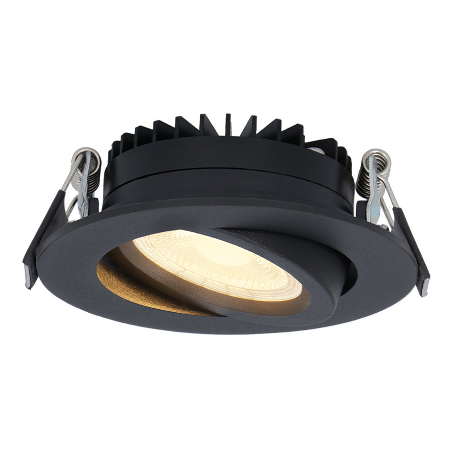 kalkoen Piraat mechanisme Dimbare LED inbouwspot Rome - Zwart - 6W - Kantelbaar - 2700K - IP44