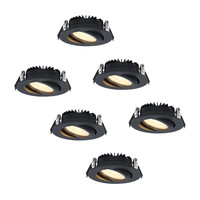 Set of 6 LED recessed downlight Rome black IP44 6 Watt 2700K dimmable tiltable 5 years warranty