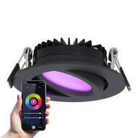 Smart LED Einbaustrahler Rome - Schwarz - 6 Watt - WLAN & Bluetooth - RGBWW - IP44 - Dimmbar - Kippbar - Ultra flach