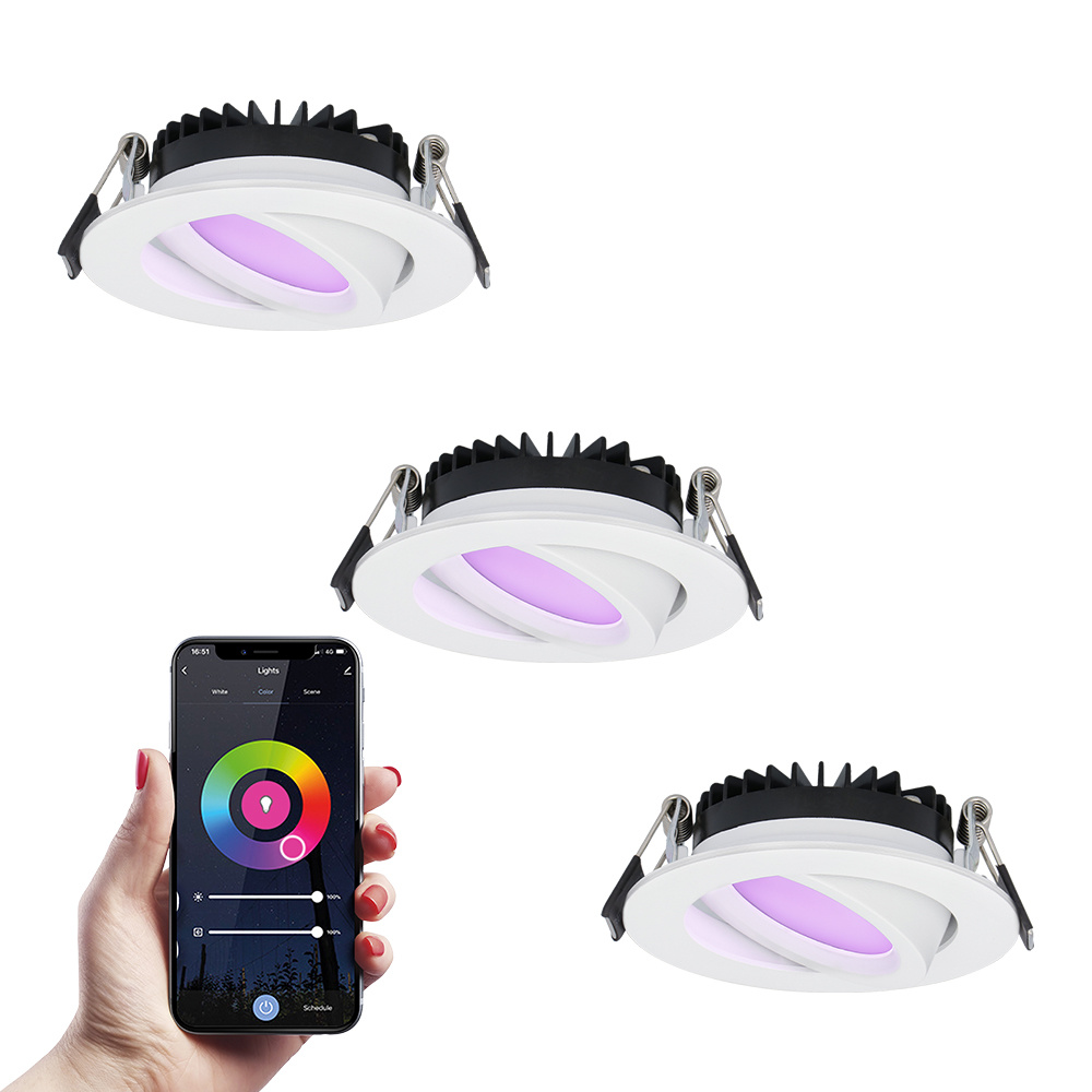 HOFTRONIC SMART 3x smart LED inbouwspots Rome - Wit - 6 Watt - WiFi & Bluetooth - RGBWW - IP44 - Dimbaar via app - Kantelbaar