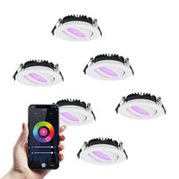 Set of 6 smart LED downlights Rome - White - 6 Watt - WiFi & Bluetooth - RGBWW - IP44 - Dimmable - Tiltable