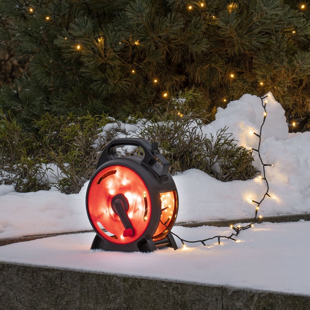 Konstsmide Kerstverlichting buiten - Lichtsnoer op kabelhaspel 7 meter - 100 LEDs - Amberkleurig - I