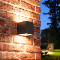 Cuba LED wall lamp - for 2 GX53 spots - IP65waterproof for indoor and outdoor use - Square - Max. 2x 9 watt - Suitable for bathroom and garden - Up and down light - Black