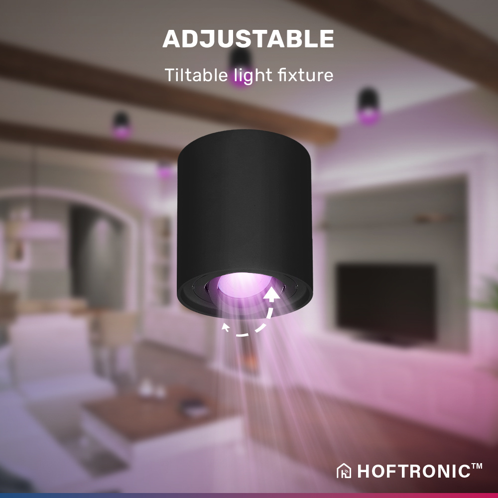 Smart WiFi LED Opbouwspot/plafondspot plafond Ray zwart RGBWW incl. GU10 IP20 kantelbaar