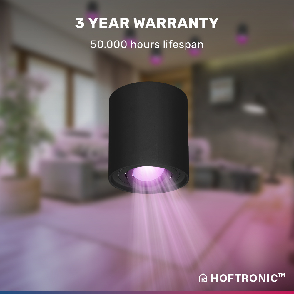 Smart WiFi LED Opbouwspot/plafondspot plafond Ray zwart RGBWW incl. GU10 IP20 kantelbaar
