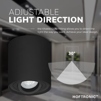Dimmable LED surface mounted ceiling spotlight Ray Black IP20 tiltable excl. light source