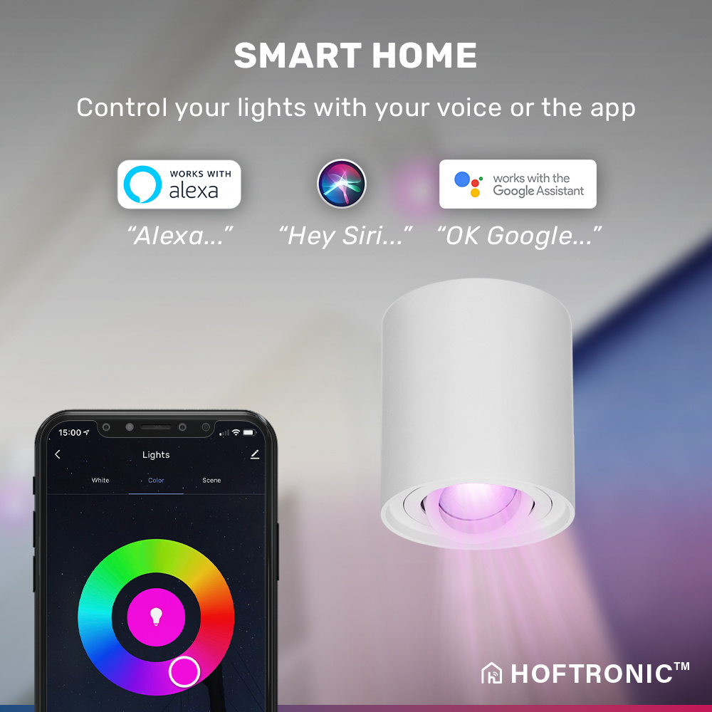 Smart WiFi LED Opbouwspot/plafondspot plafond Ray Wit incl. 5,5W GU10 RGBWW spot IP20 kantelbaar Rond afbeelding