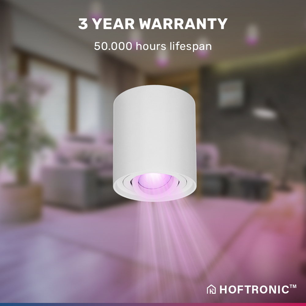 Smart WiFi LED Opbouwspot/plafondspot plafond Ray Wit incl. 5,5W GU10 RGBWW spot IP20 kantelbaar Rond