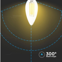 Set van 10 E14 LED Filament Lamp - 4 Watt & 400 Lumen - 3000K Warm witte lichtkleur - 300° stralingshoek - 20.000 branduren geschikt voor E14 fittingen
