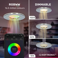 Set van 10 Smart Inbouwspots - Dimbaar - 6 Watt - RGBWW - IP65 waterdicht - Plafondspot Chroom - Venezia