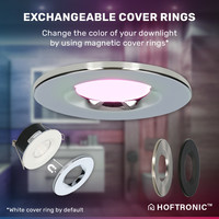 Set of 10 Smart Recessed Lights - Dimmable - 6 Watt - RGBWW - IP65 waterproof - Chrom recessed spotlights - Venezia