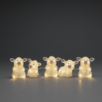Verlicht kerstfiguur voor buiten - 5 witte varkentjes - 12 cm hoog
