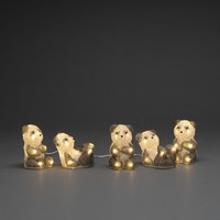 Verlicht kerstfiguur voor buiten - 5 Panda's - 13 cm hoog