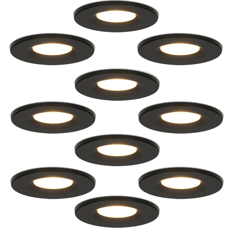 HOFTRONIC™ Set of 10 Recessed Lights - Dimmable - 6 Watt - 2700 Kelvin Warm  white light - IP65 waterproof - Black recessed spotlights - Venezia
