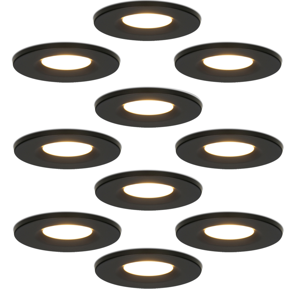 HOFTRONIC™ Set van 10 Inbouwspots Dimbaar 6 Watt 2700K Warm wit licht IP65 waterdicht Plafondspot Zwart Venezia