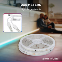 Smart LED-Streifen - WiFi + Bluetooth - Flow Color - 2x 5 Meter - 12V - IP65 für den Innenbereich - Steuerbar per App - Musikmodus - Inklusive Fernbedienung - LED-Lichtschlange - Komplettset