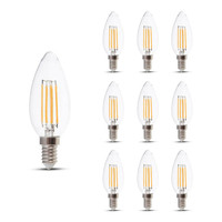 Set van 10 E14 LED Filament Lamp - 4 Watt & 400 Lumen - 3000K Warm witte lichtkleur - 300° stralingshoek - 20.000 branduren geschikt voor E14 fittingen