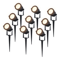 Set van 9 moderne zwarte LED prikspot Lenzo - 5 Watt - Warm wit 3000K - IP65 Waterdicht ideaal als tuinverlichting