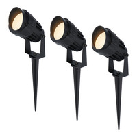Set van 3 moderne zwarte LED prikspot Lenzo met kap - 5 Watt - Warm wit 3000K - IP65 Waterdicht ideaal als tuinverlichting