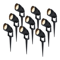 9er LED Gartenstrahler mit Erdspieß Lenzo Cap - Modern schwarz - 5 Watt - Warmweiß 3000K - IP65 Wasserdicht