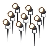 Set van 9 moderne zwarte LED prikspot Renzo - 5 Watt - Warm wit 3000K - IP65 Waterdicht ideaal als tuinverlichting