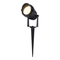 Moderne zwarte LED prikspot Renzo met kap - 5 Watt - Warm wit 3000K - IP65 Waterdicht ideaal als tuinverlichting