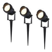 Set van 3 moderne zwarte LED prikspot Renzo met kap - 5 Watt - Warm wit 3000K - IP65 Waterdicht ideaal als tuinverlichting