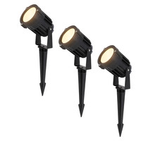 3er Set Lenzo LED Gartenstrahler mit Erdspieß - 15 Watt - Warmweiß 3000K - IP65 Wasserdicht ideal als Gartenbeleuchtung
