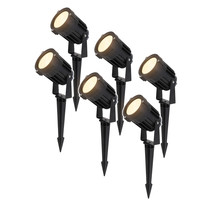 6er LED Gartenstrahler mit Erdspieß Lenzo - Modern schwarz - 15 Watt 1000 Lumen - Warmweiß 3000K - IP65 Wasserdicht