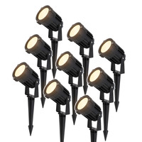 Set van 9 moderne zwarte LED prikspot Lenzo - 15 Watt - Warm wit 3000K - IP65 Waterdicht ideaal als tuinverlichting