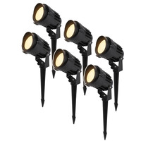 Set van 6 moderne zwarte LED prikspot Lenzo met kap - 10 Watt - Warm wit 3000K - IP65 Waterdicht ideaal als tuinverlichting