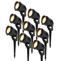Set of 9 modern black LED pin spot Lenzo with hood - 10 Watt - Warm white 3000K - IP65 Waterproof ideal as garden lighting