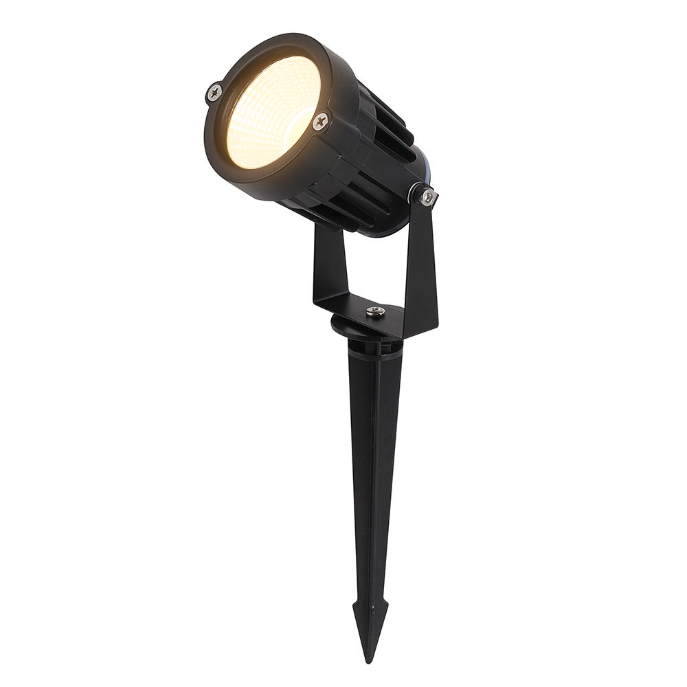 HOFTRONIC™ Moderne zwarte LED prikspot Renzo - 15 Watt - Warm wit 3000K - IP65 Waterdicht ideaal als tuinverlichting