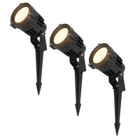 Set van 3 moderne zwarte LED prikspot Renzo - 10 Watt - Warm wit 3000K - IP65 Waterdicht ideaal als tuinverlichting